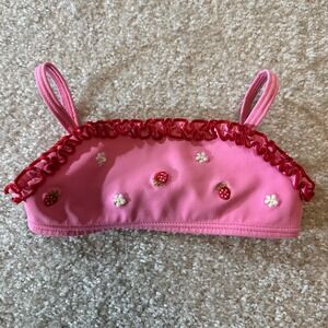 Vtg Gymboree swim top pink strawberry sz 12-18m baby girls